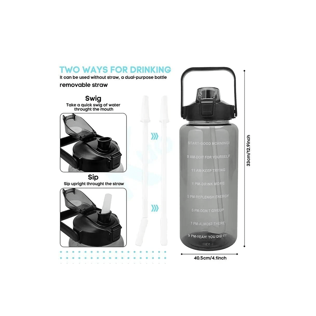 Mitsico Other Gears Mitsico 2 L Capacity Belt Straw Transparent Motivational Water Bottles For Kids (4 Years+)