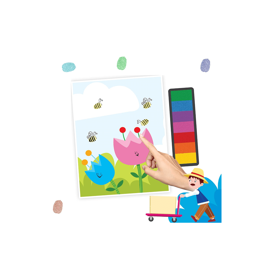 Dreamland Publications Books Dreamland Fingerprint Art Activity Book for Children – Garden with Thumbprint Gadget (3 Years+)