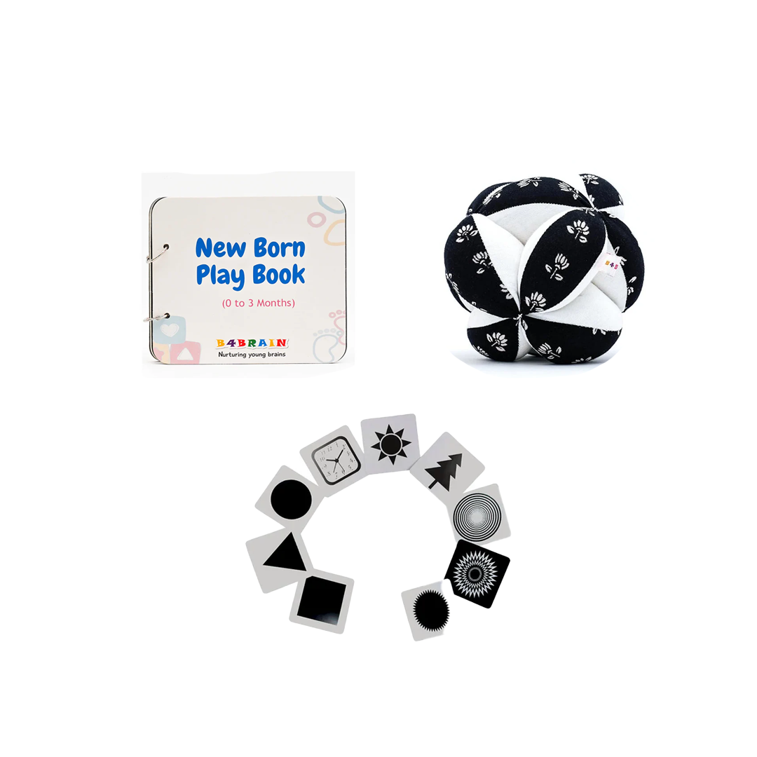 B4 Brain Newborn Kit ( Clutch Ball, Flash Card, Newborn Baby Book) For Kids