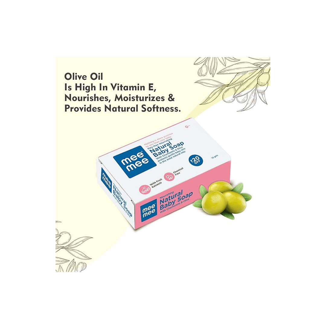 Mee Mee Baby Care Mee Mee 100% Natural Nourishing Baby Soap with Chamomile & Olive | Organic Baby Soap | 75 g ( 1 Month+ )