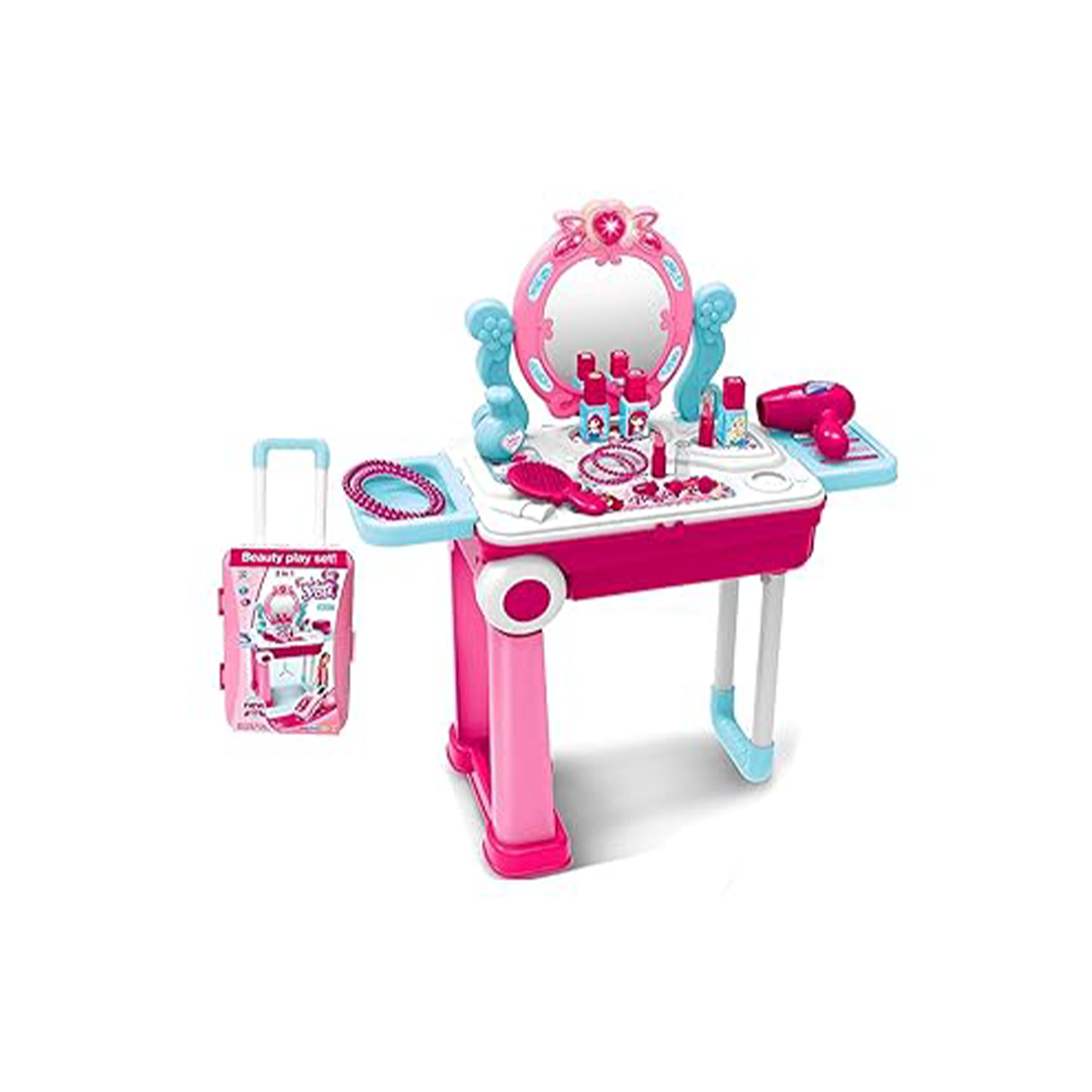 Baan Toys Beauty Pretend Play Kids Suitcase Set, Convertible Suitcase Trolley Toy Set, Portable Role Play Set with Accessories for Kids (3 Years+) : Developments Toys For Little Ones in India