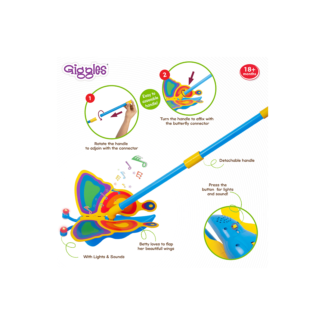 Funskool Toys Funskool Giggles Betty The Butterfly Push Along Toy (18 Months+)