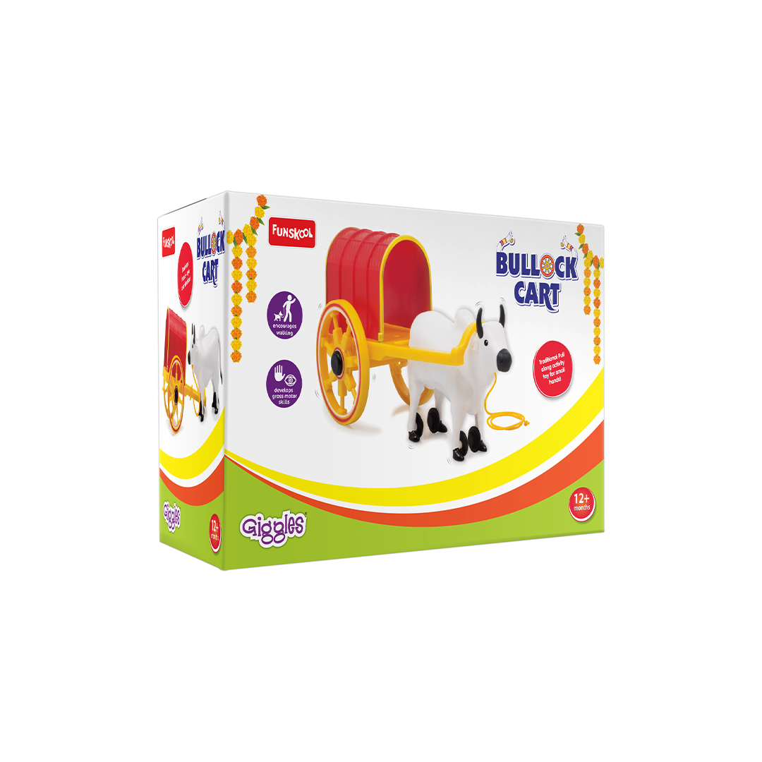 Buy Bull Cart Toy Online Funskool Giggles Bullock Cart White Red The Magic Lamps