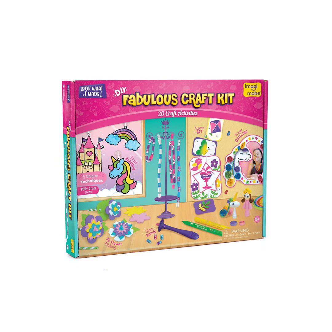 Imagimake Craft Kit Imagimake Fabulous Craft Kit-Arts & Crafts Kids Ages 6-8-Suncatcher Kits Kids-Glass Painting (5-7 Years)