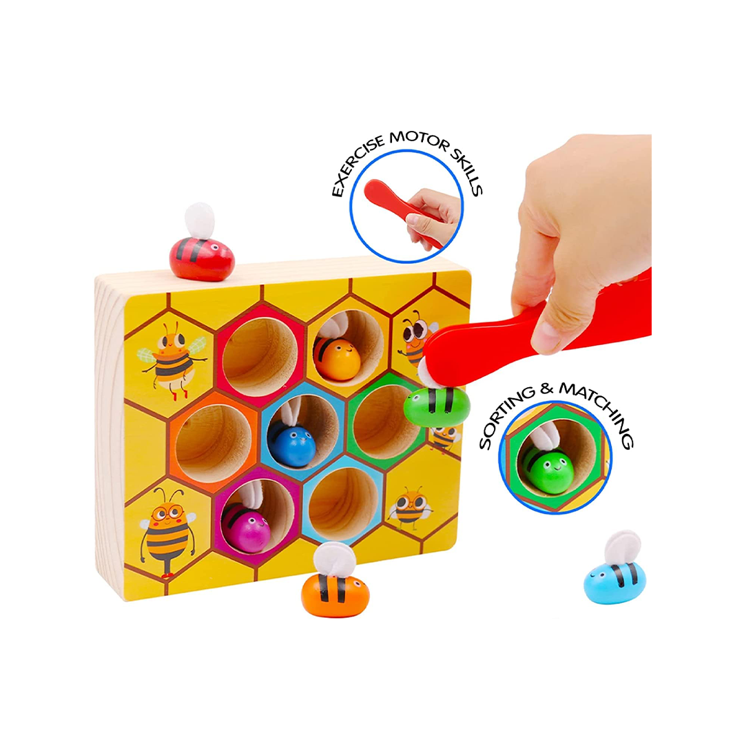 Happy Hues Bee to Hive Matching Game-Wooden Color Sorting Puzzle- Preschool/Montessori Toys (2-7 Years) - The Magic Lamps