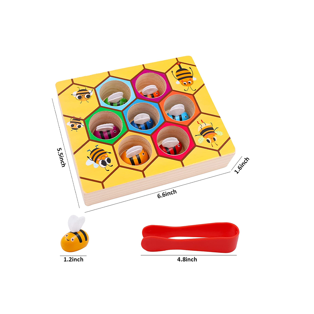 Happy Hues Bee to Hive Matching Game-Wooden Color Sorting Puzzle- Preschool/Montessori Toys (2-7 Years) - The Magic Lamps