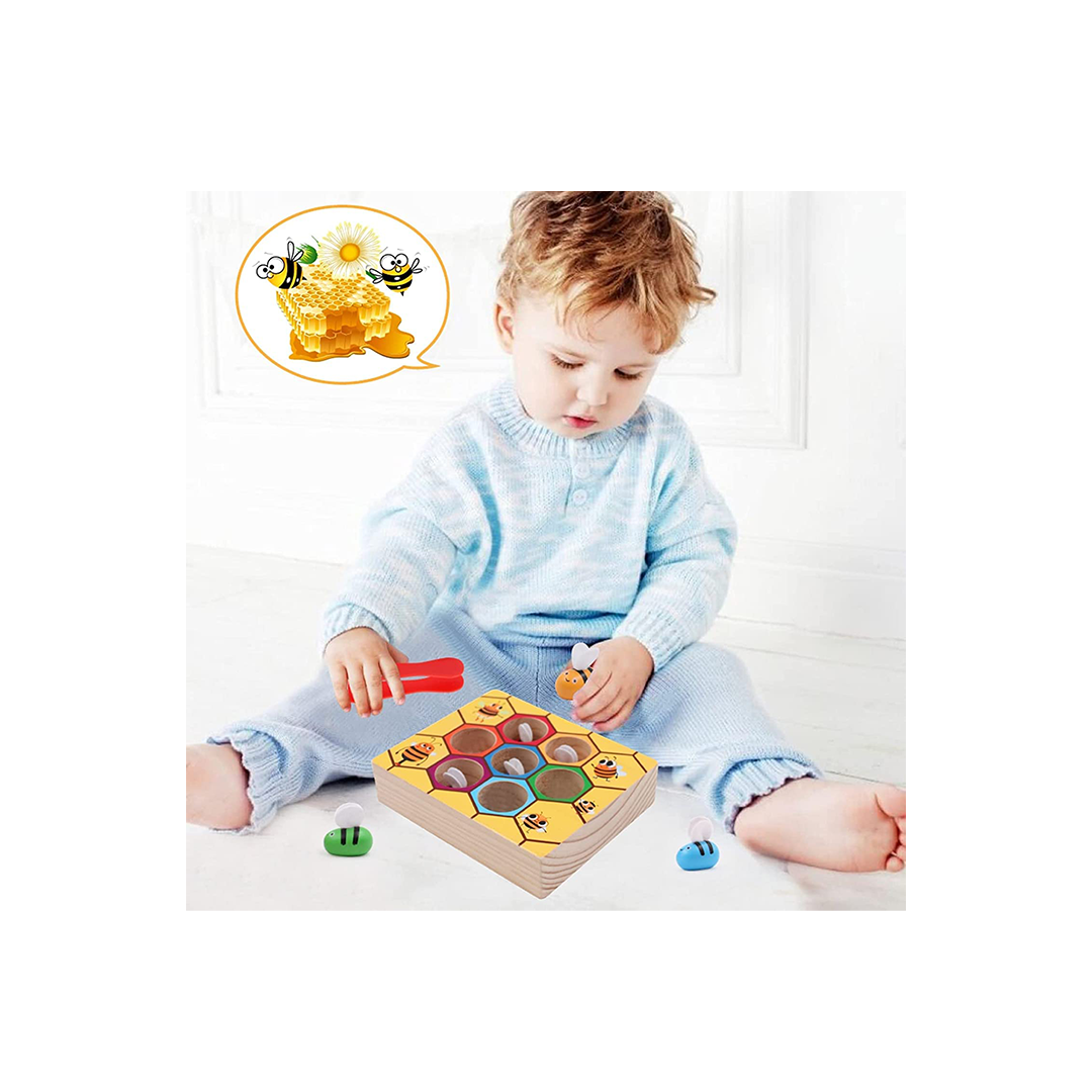 Happy Hues Bee to Hive Matching Game-Wooden Color Sorting Puzzle- Preschool/Montessori Toys (2-7 Years) - The Magic Lamps