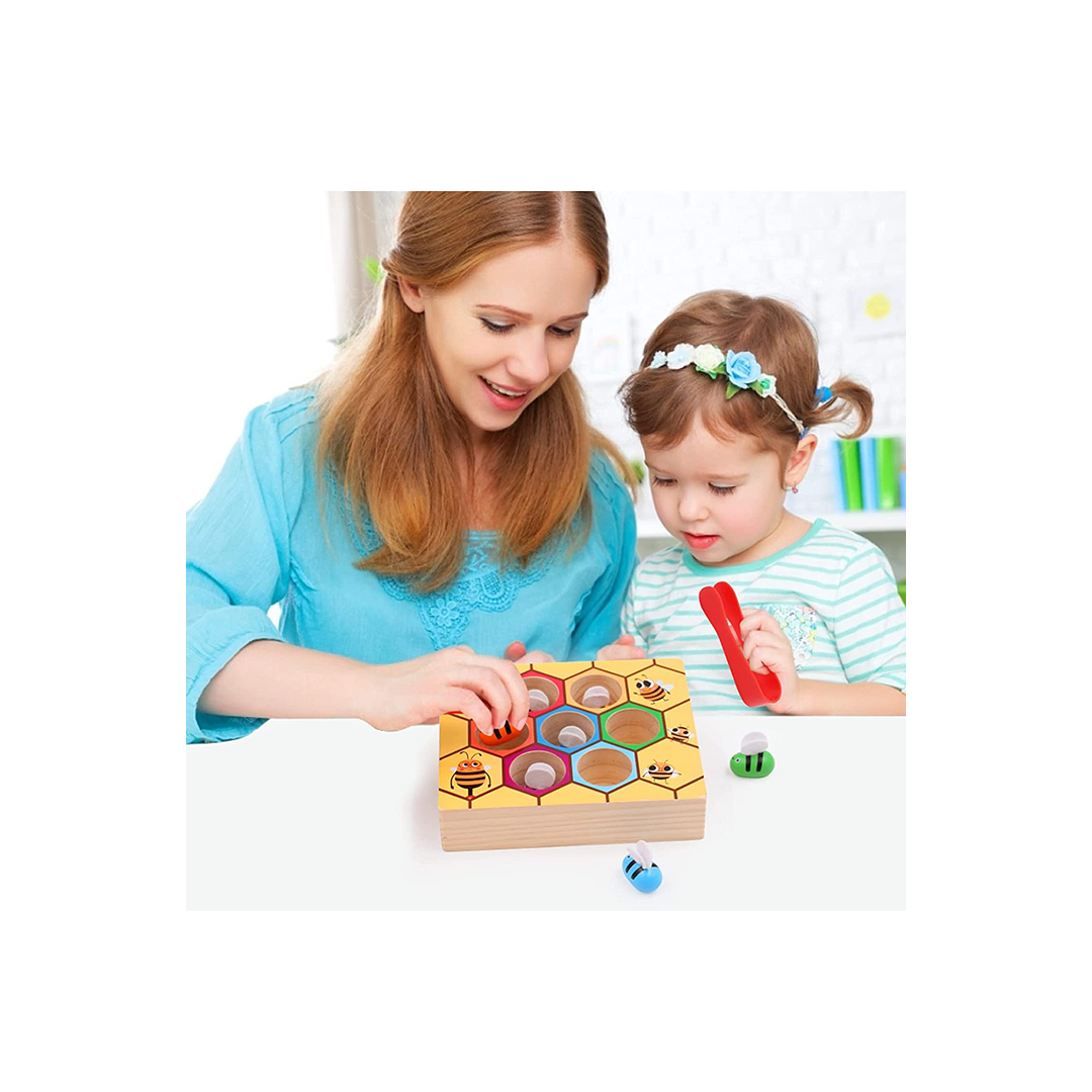 Happy Hues Bee to Hive Matching Game-Wooden Color Sorting Puzzle- Preschool/Montessori Toys (2-7 Years) - The Magic Lamps