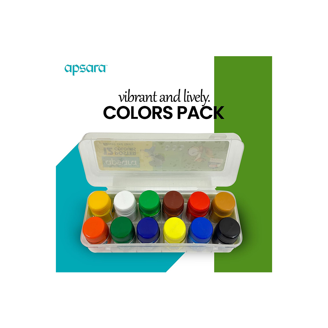 Apsara Poster Colors Pack of 12 For Kids ( 4 Years+)