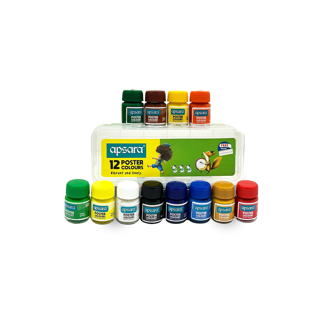 Apsara Poster Colors Pack of 12 For Kids ( 4 Years+)
