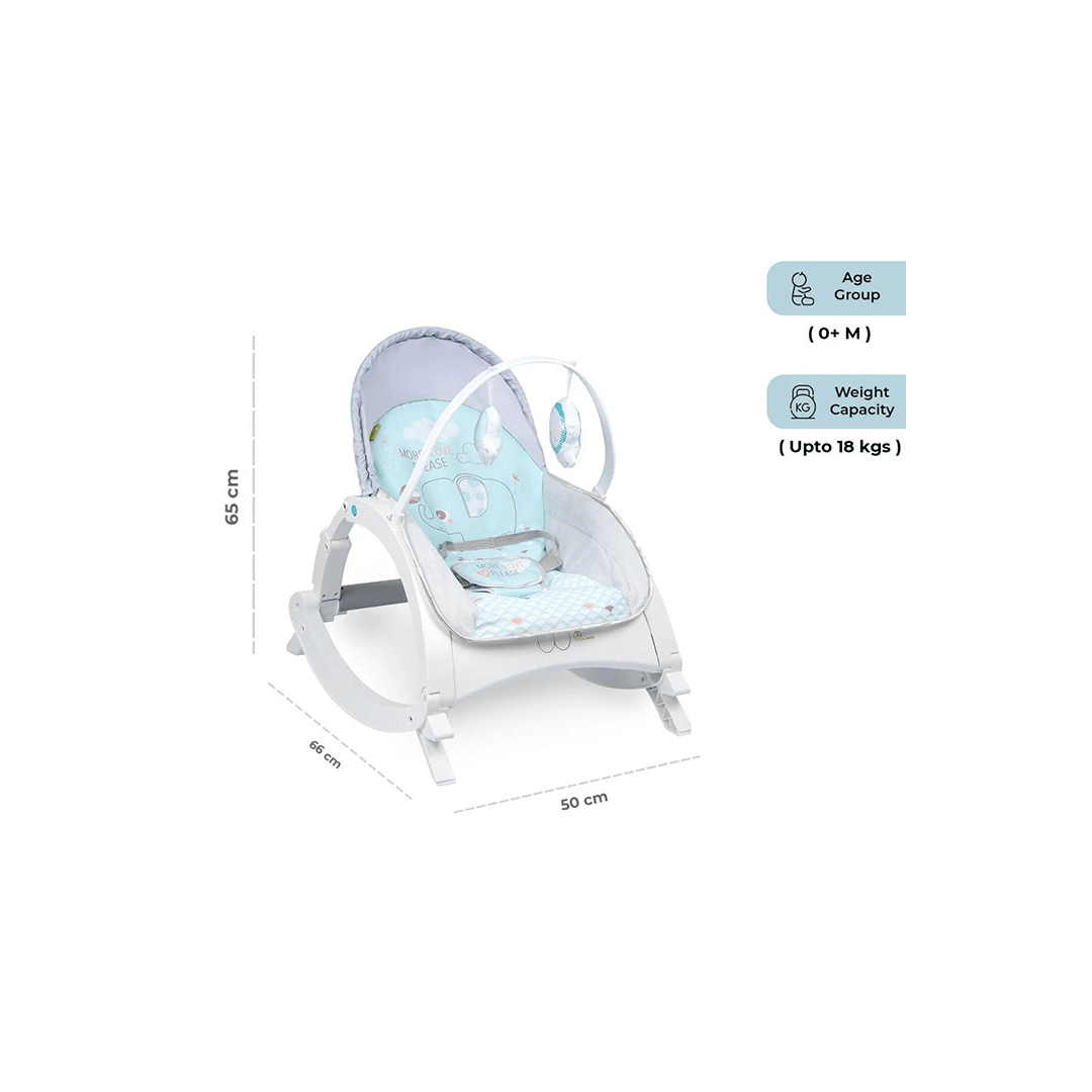 R for Rabbit Other Gears R For Rabbit 3 in 1 Rock N Play Rocker - Adjustable Backrest Recline, Detachable Toy Bar, Soothing Music & Vibration, Adjustable backrest, ( 0 Months+ )