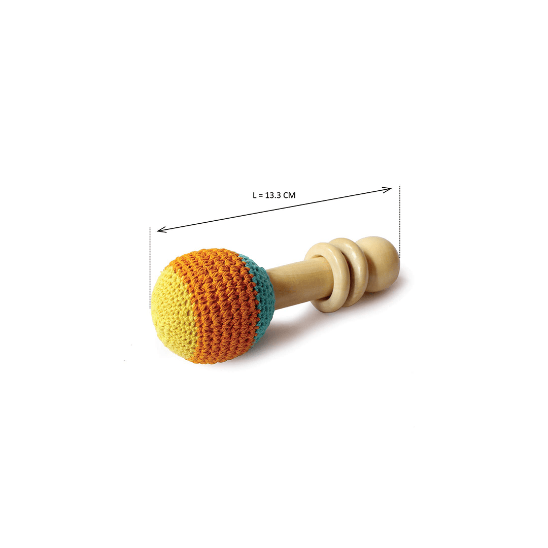 Shumee Toys Shumee Wooden Organic Crochet Shaker - Baby Rattle Toy (0 Months+)