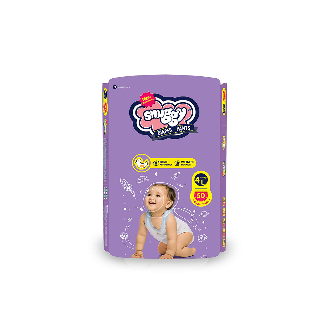 Snuggy Baby Diaper Pants Large 5, 9-13 kgs, Rapid Absorption, Anti - Bacterial