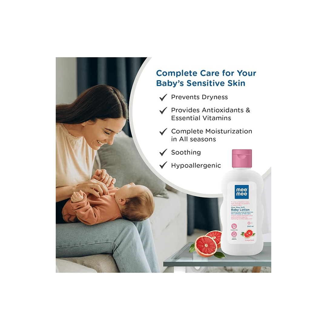 Mee Mee Baby Care Mee Mee Soft Moisturizing Baby Lotion With Fruit Extracts Contains Chamomile, rich in antioxidants( 1 Month+ )