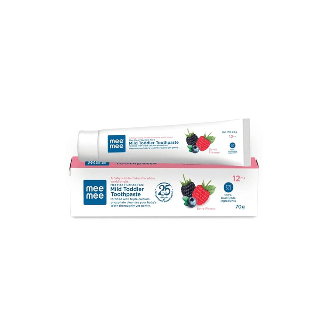 Mee Mee Baby Care Mee Mee Fluoride-Free Mild Toddler Toothpaste with Triple Calcium Berry Flavor, 70gms ( 12 Months+ )