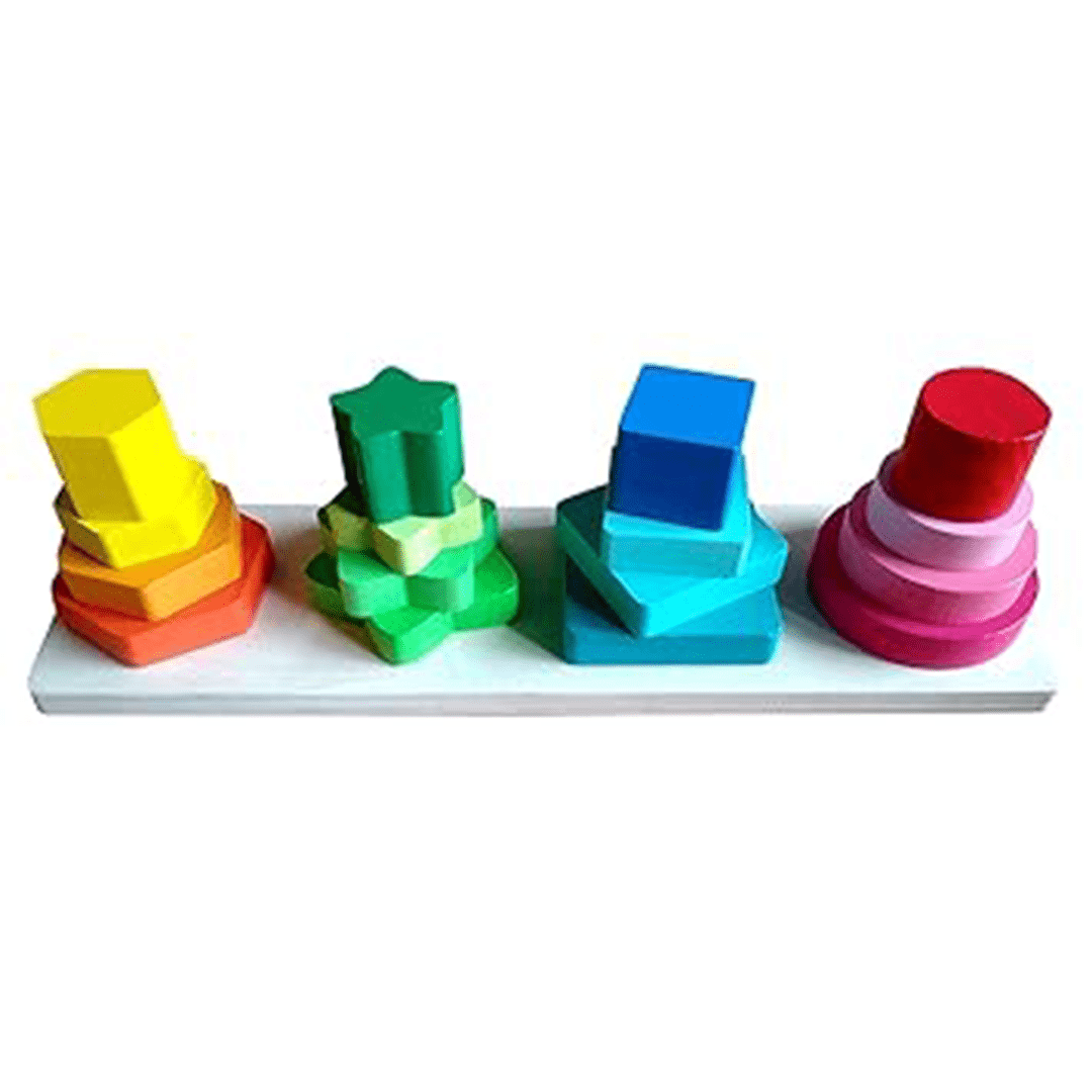 Extrokids Toys Extrokids Wooden Geometric Four Column Shape Sorter (3 Years+)
