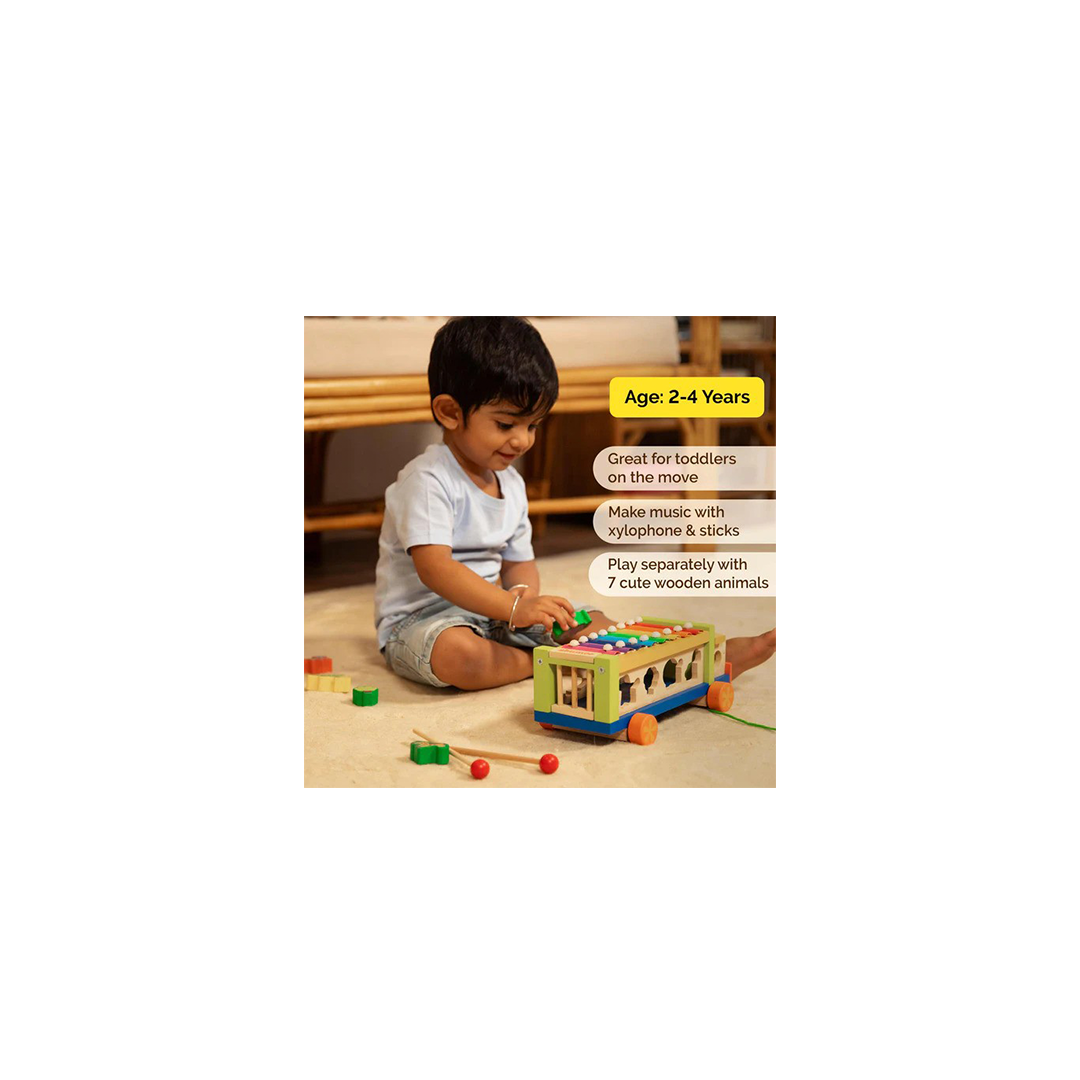 Shumee Wooden Musical Shape Sorter Toy Truck -Xylophone & Animals (2 Years+) - The Magic Lamps