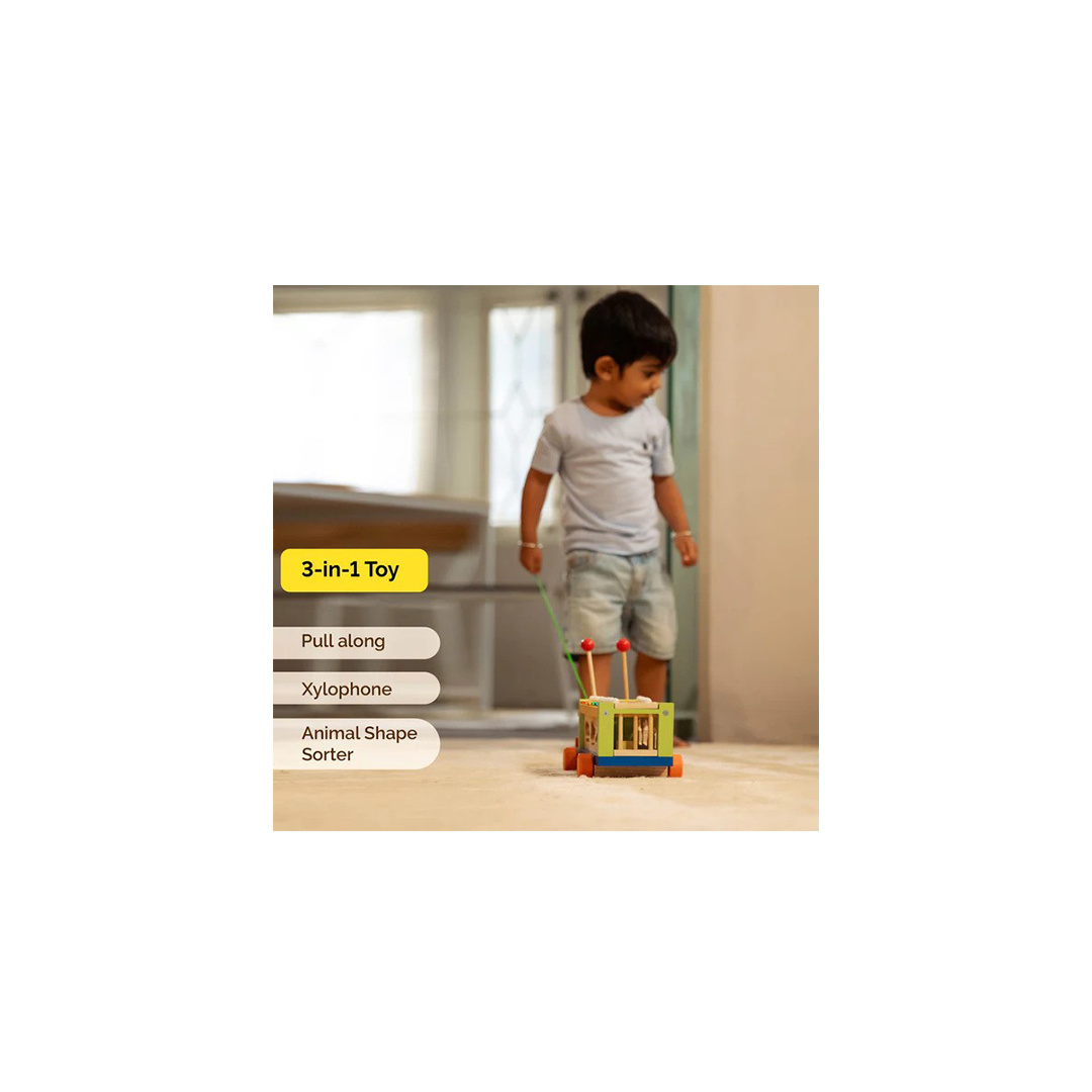 Shumee Wooden Musical Shape Sorter Toy Truck -Xylophone & Animals (2 Years+) - The Magic Lamps