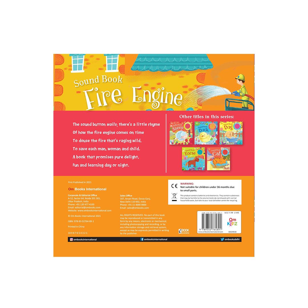 Om Books Sound Book Fire Engine (Board Book For Children) (1-3 Years) : Development Toys For Little Ones In India