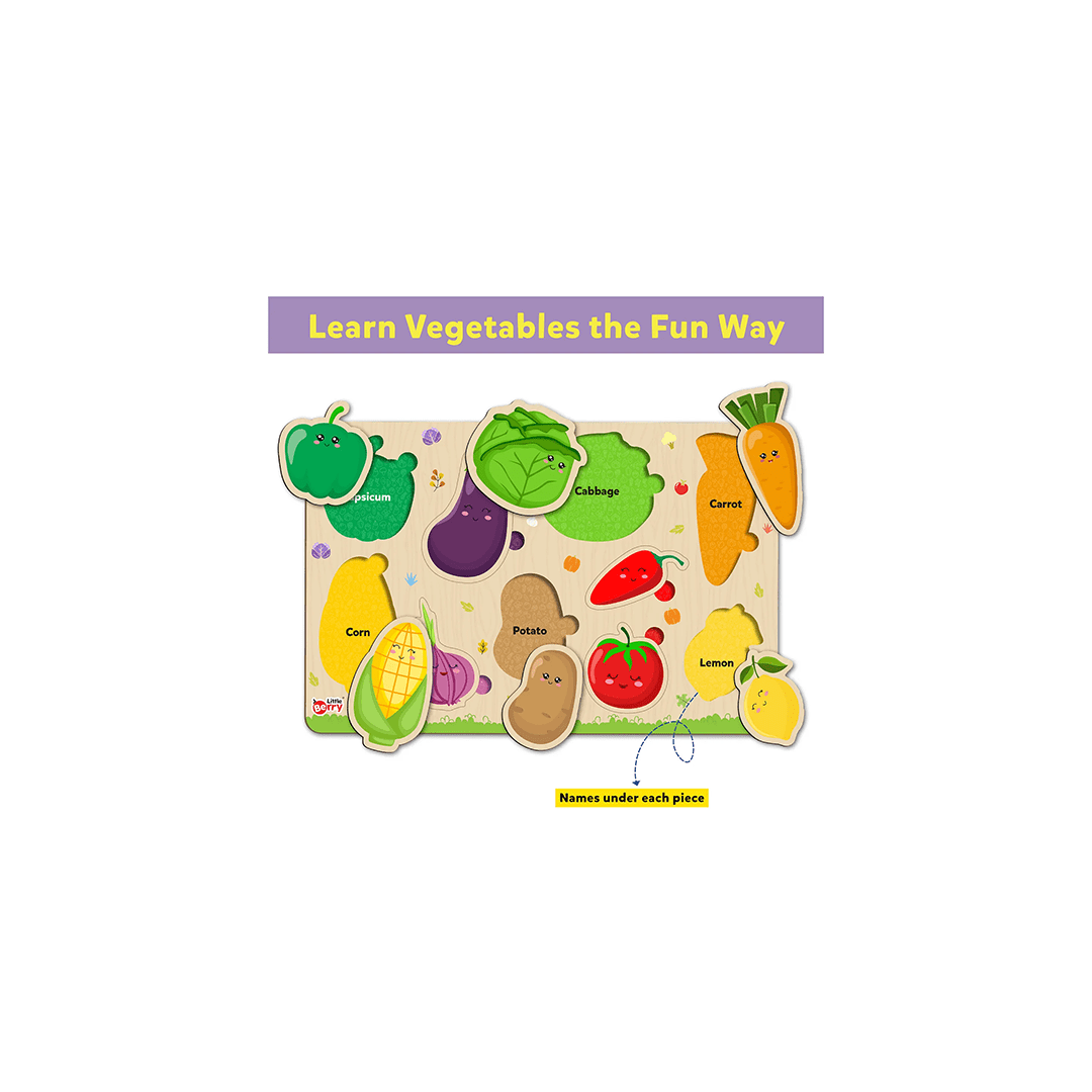 Little Berry Toys Little Berry Vegetable Wooden Puzzle Tray Knob and Peg Puzzle Multicolour (2 Years+)