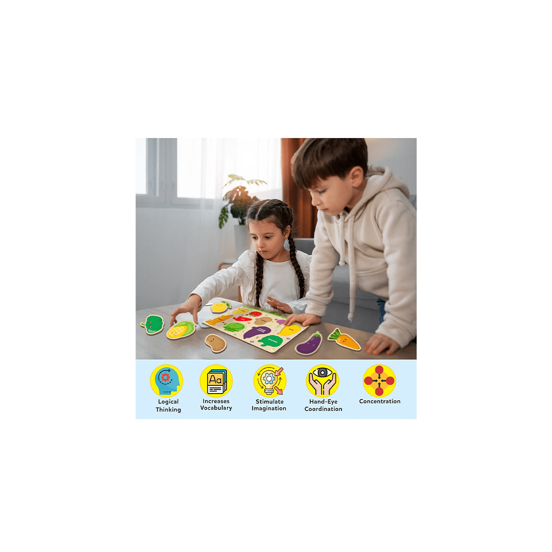 Little Berry Toys Little Berry Vegetable Wooden Puzzle Tray Knob and Peg Puzzle Multicolour (2 Years+)