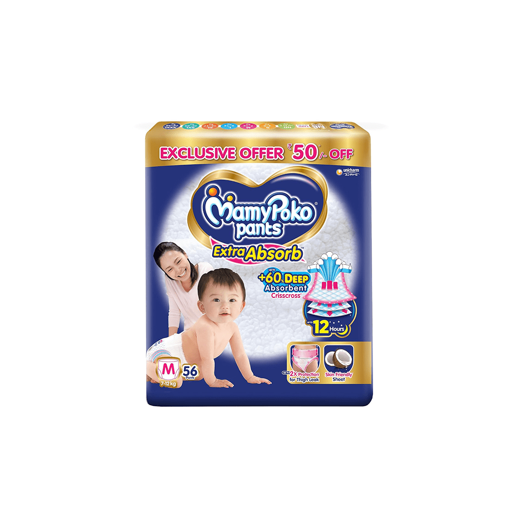 MamyPoko Pants Baby Care MamyPoko Pants Extra Absorb Baby Diapers, Medium (M) 7-12kg