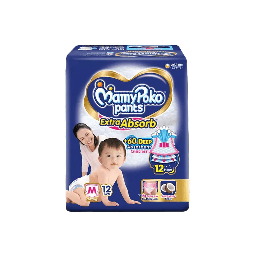 MamyPoko Pants Baby Care MamyPoko Pants Extra Absorb Baby Diapers, Medium (M) 7-12kg