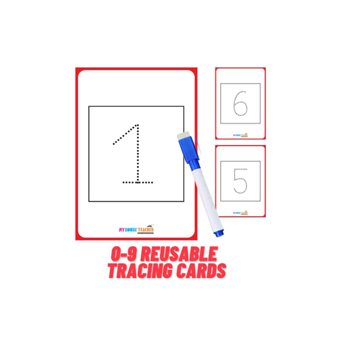 My House Teacher Numbers 0-9 Tracing Reusable Flashcards