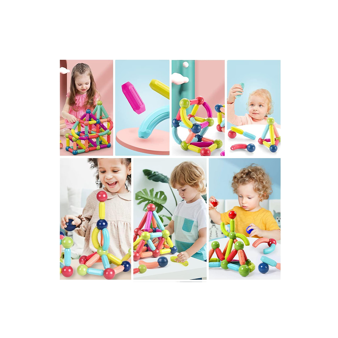 Baan Toys 25 pcs Colorful Magnetic Sticks and Balls Sets 3D Construction Building Blocks Magnet Stacking Toys Learning Educational Toys Puzzle Games for Kids - COLOR MAY VARY (3 Years+) : Development Toys For Little Ones In India