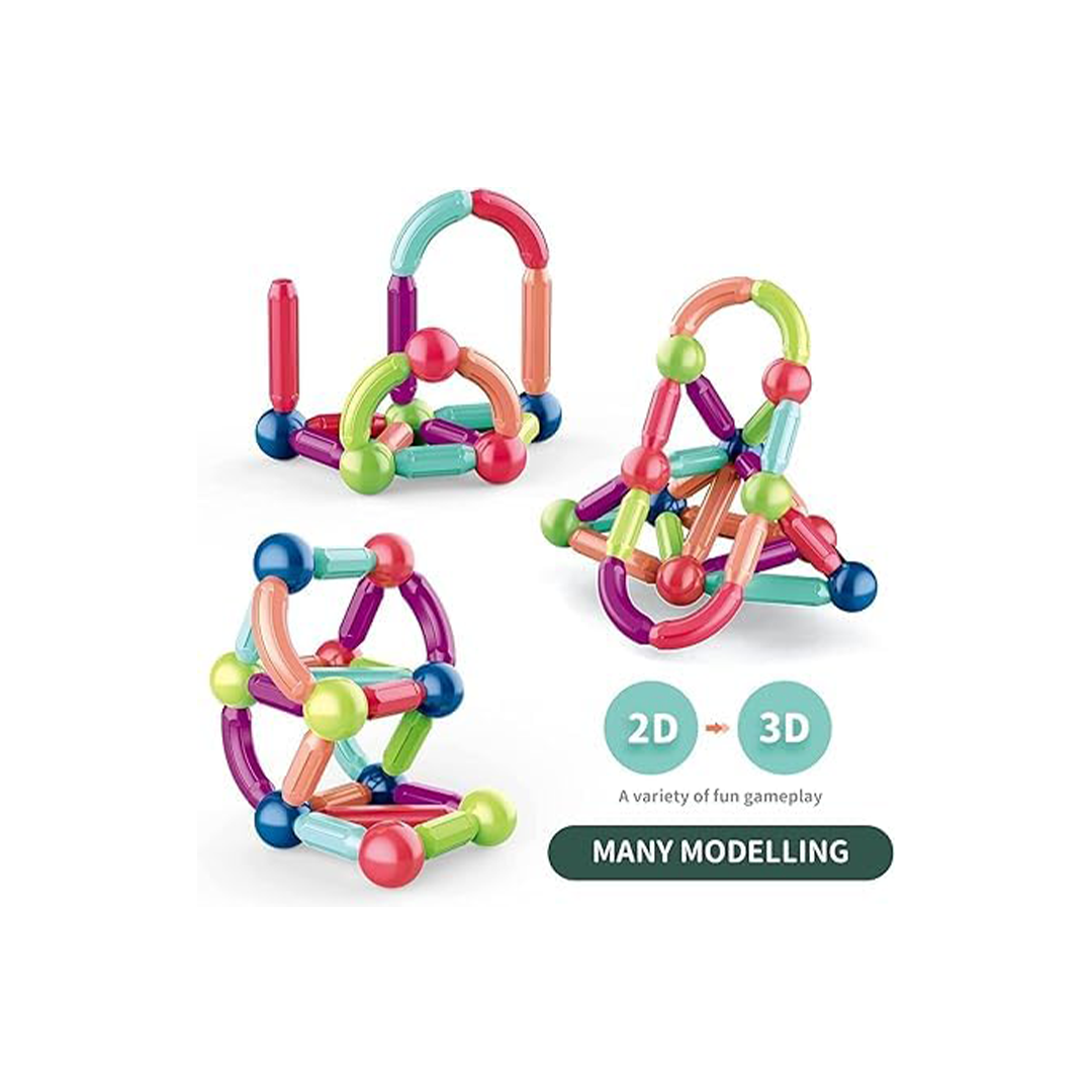 Baan Toys 25 pcs Colorful Magnetic Sticks and Balls Sets 3D Construction Building Blocks Magnet Stacking Toys Learning Educational Toys Puzzle Games for Kids - COLOR MAY VARY (3 Years+) : Development Toys For Little Ones In India