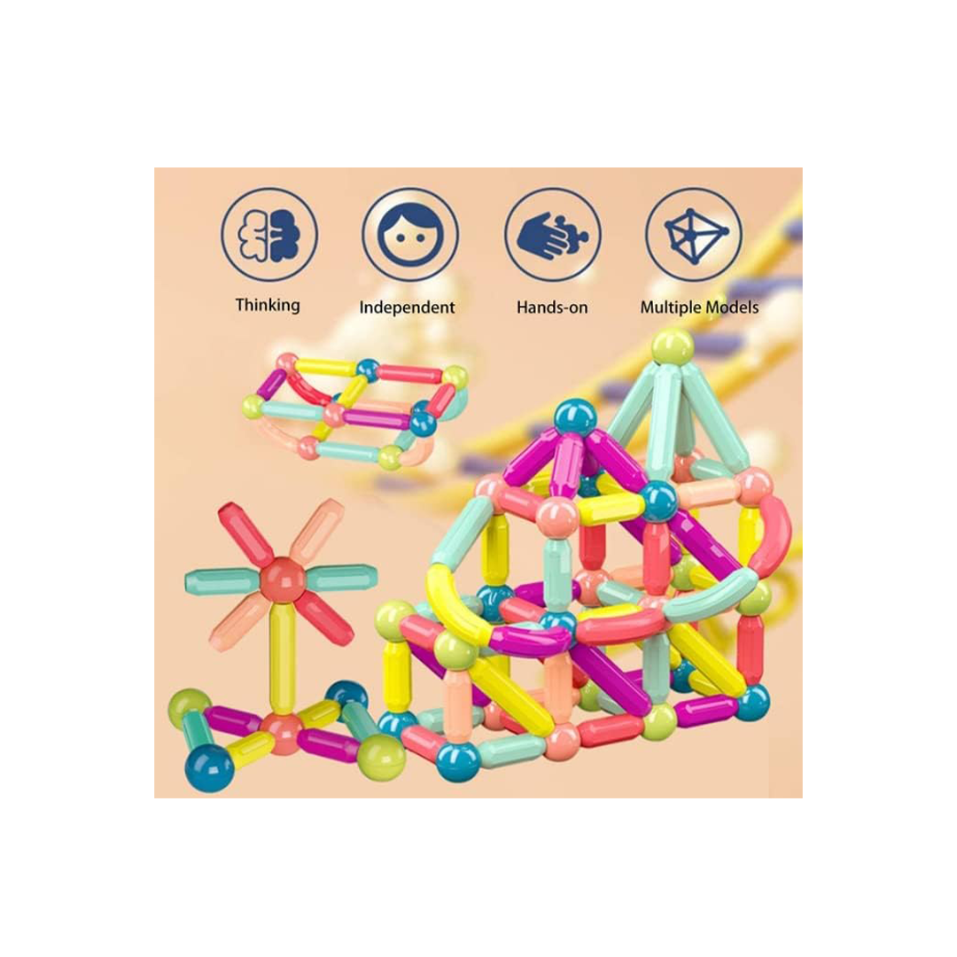 Baan Toys 25 pcs Colorful Magnetic Sticks and Balls Sets 3D Construction Building Blocks Magnet Stacking Toys Learning Educational Toys Puzzle Games for Kids - COLOR MAY VARY (3 Years+) : Development Toys For Little Ones In India