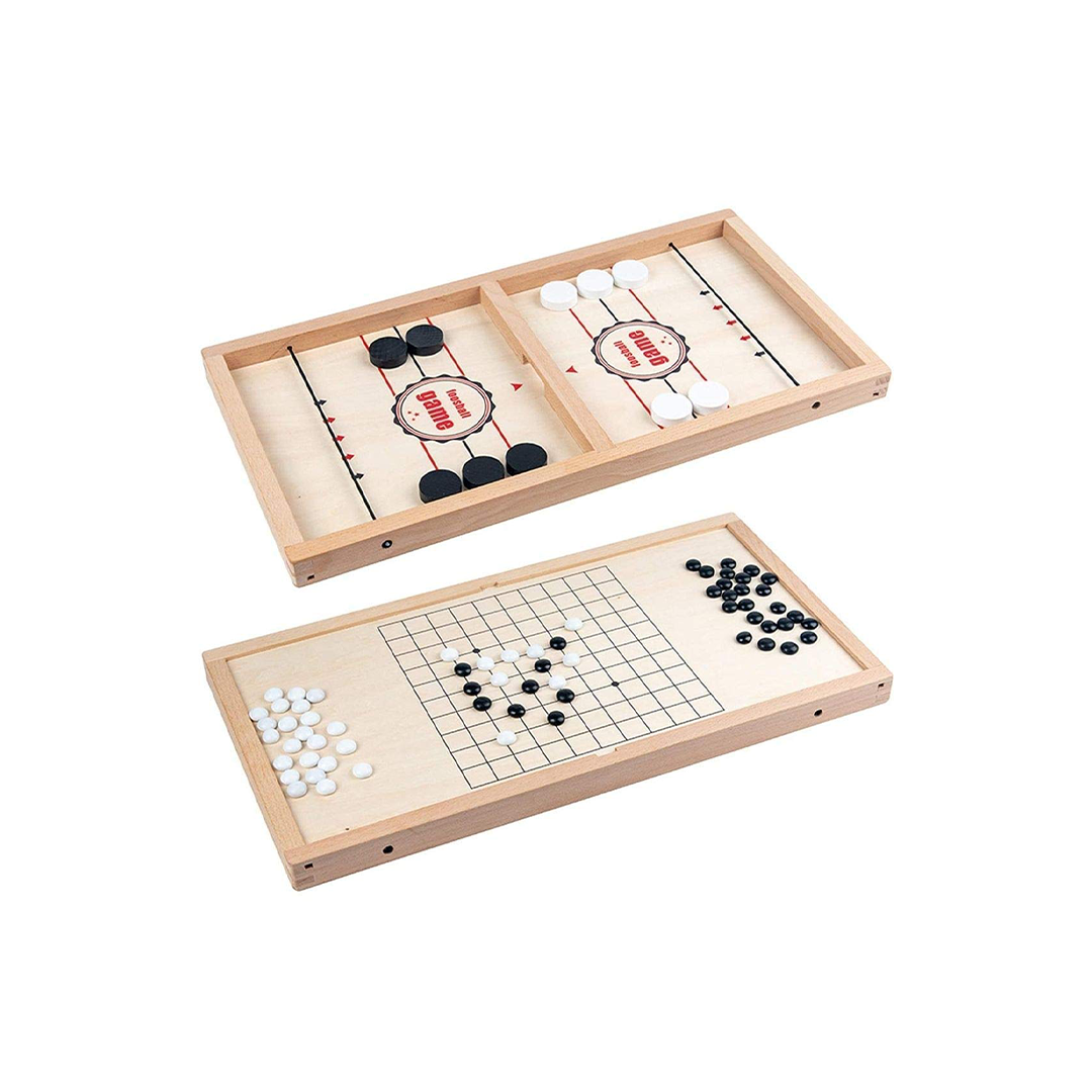 Baan Toys 2 in 1 Super Fast Sling Puck Game Portable Wooden Table Board for Kids and Adults Slingshot Games Sport (5 Years+) : Development Toys For Little Ones In India