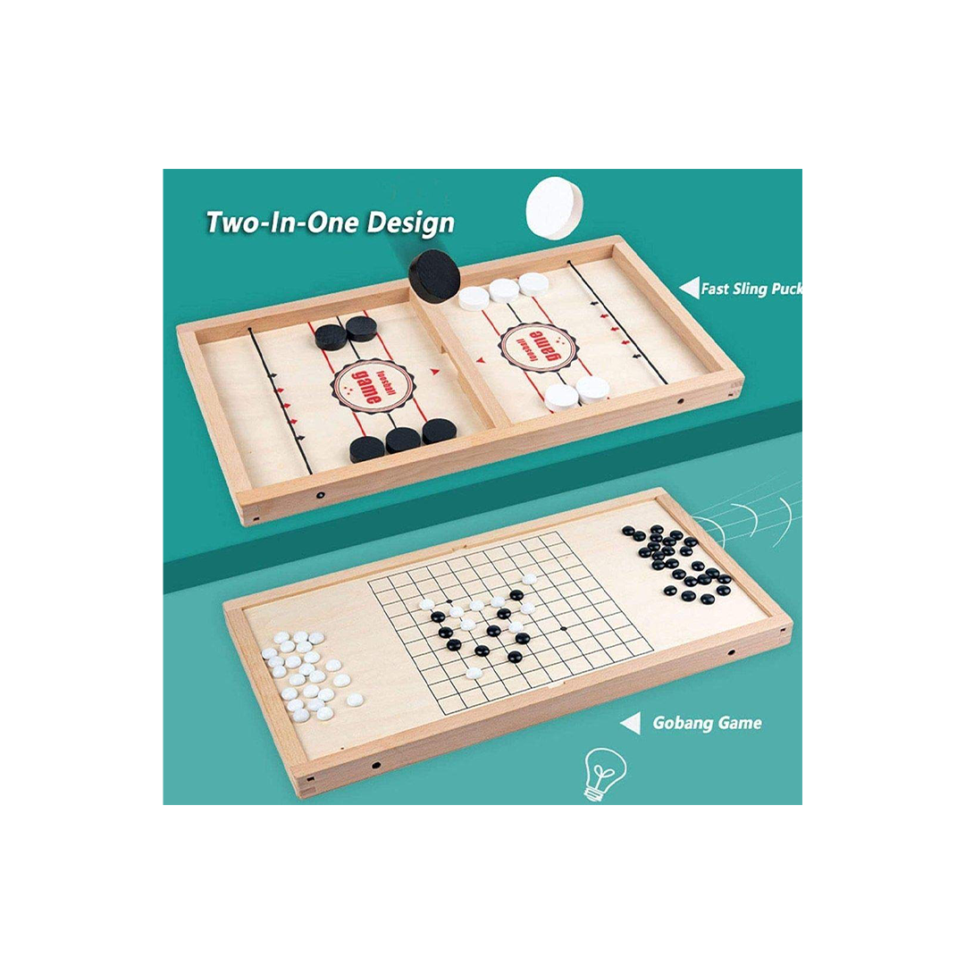 Baan Toys 2 in 1 Super Fast Sling Puck Game Portable Wooden Table Board for Kids and Adults Slingshot Games Sport (5 Years+) : Development Toys For Little Ones In India