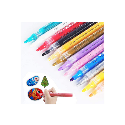 Baan Toys Acrylic Paint Marker Pen Pack of 12 Colors - Multi-Surface Painter & Outliner Pens (3 Years+)  : Development Toys For Little Ones In India