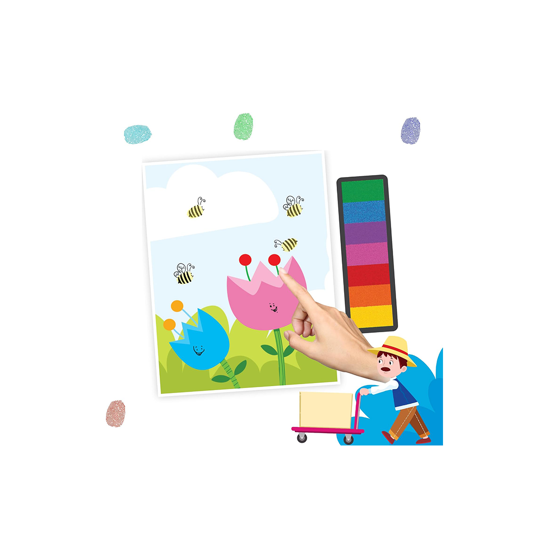 Dreamland Fingerprint Art Activity Book for Children – Garden with Thumbprint Gadget (3 Years+): Development Toys For Little Ones In India