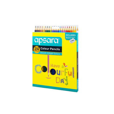 Apsara Colour Pencils | Brilliant colours | Hex Shape | Easy Grip | Superior lead quality | School For Kids (24 Full Size)