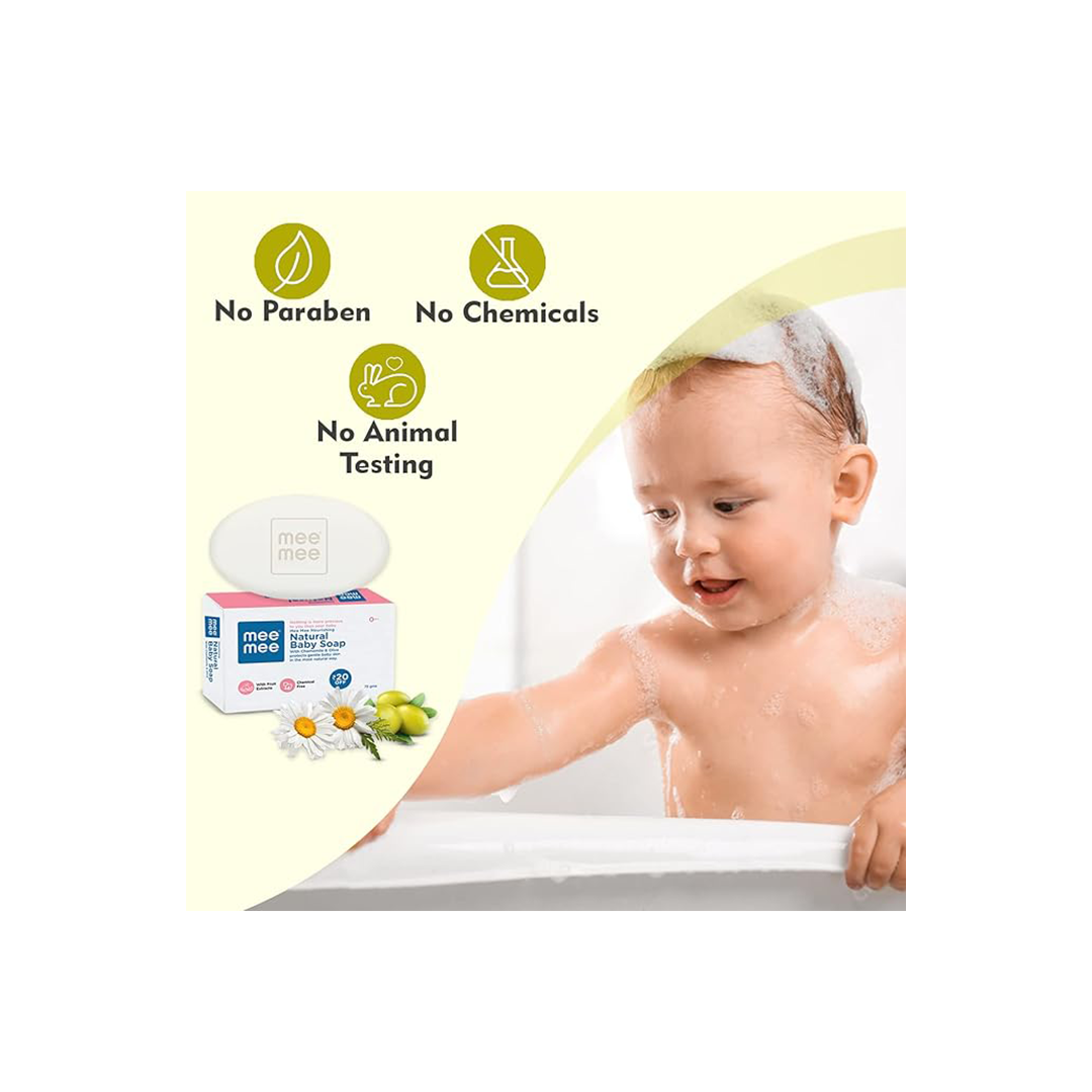 Mee Mee 100% Natural Nourishing Baby Soap with Chamomile & Olive | Organic Baby Soap | 75 g ( 1 Month+ )