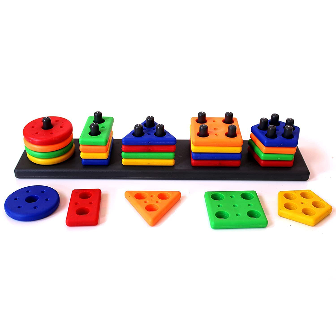 Baan Toys Column Matching Geometry Shape Sorting Toys for Kids Multicolor (1 Year+) : Development Toys For Little Ones In India