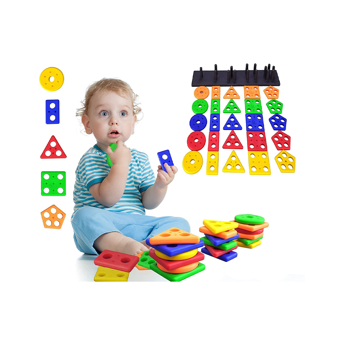 Baan Toys Column Matching Geometry Shape Sorting Toys for Kids Multicolor (1 Year+) : Development Toys For Little Ones In India