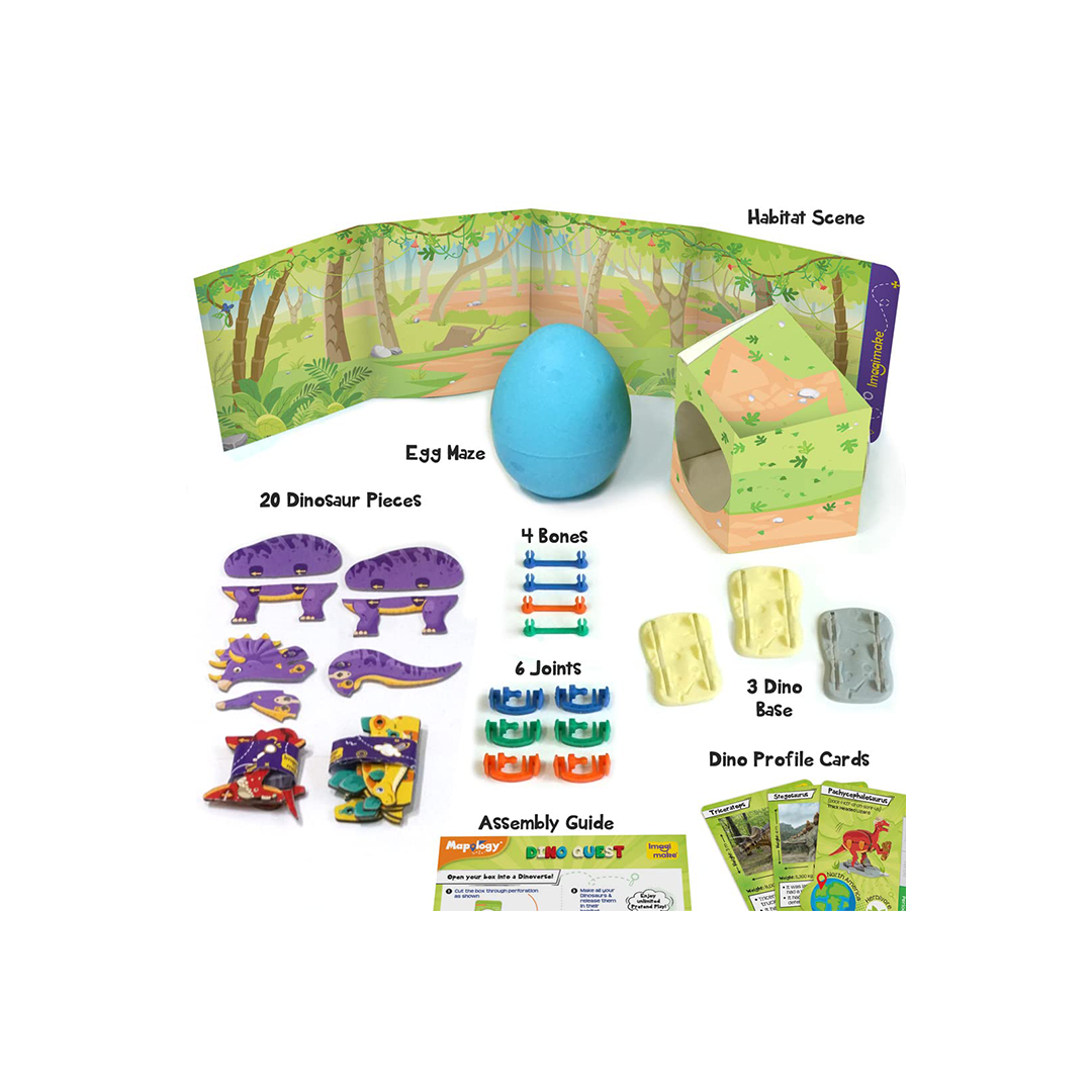 Imagimake Mapology Dino Quest - 3D Puzzle Dinosaur Toys - Surprise Dino Egg (5-7 Years)