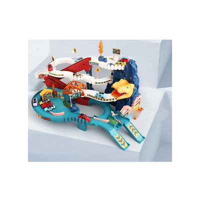 Happy Hues Dinosaur Car Race Track Play Set with 4 Mini Race Cars & Accessories (3-7 Years)