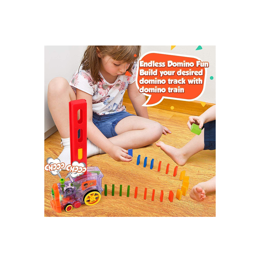 Baan Toys Domino Toy Train Set 60 Pcs Domino Block Set, Domino Rally Train Model with Lights and Sounds Construction and Stacking Toys (3 Years+) : Development Toys For Little Ones In India