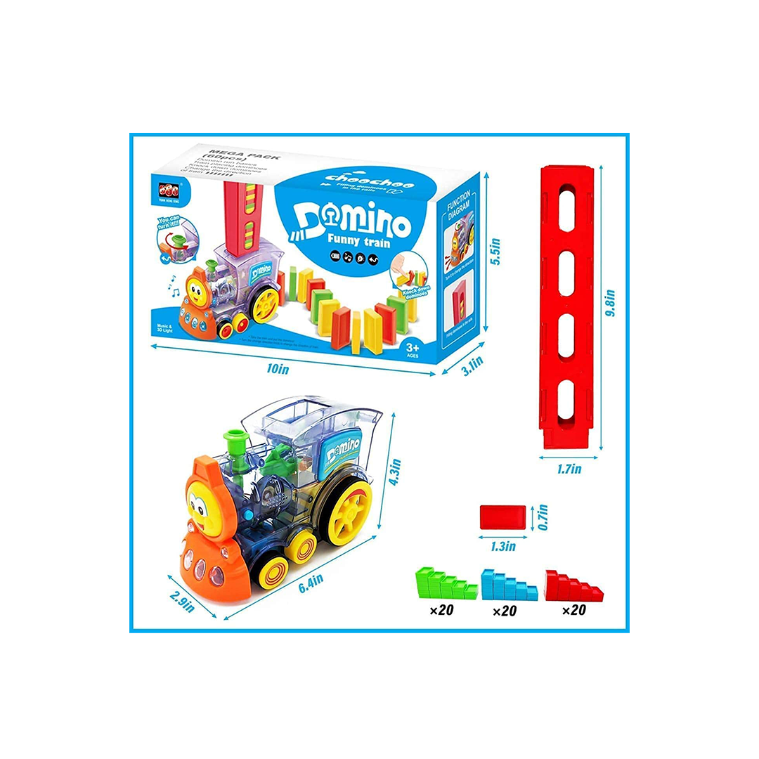 Baan Toys Domino Toy Train Set 60 Pcs Domino Block Set, Domino Rally Train Model with Lights and Sounds Construction and Stacking Toys (3 Years+) : Development Toys For Little Ones In India