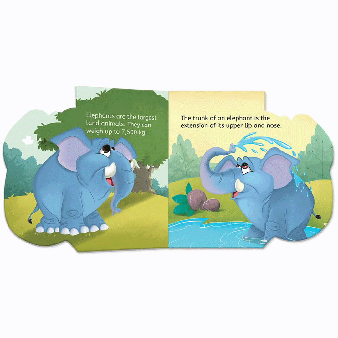 My First Shaped Board book - Elephant, Die-Cut Animals, Picture Book for Children