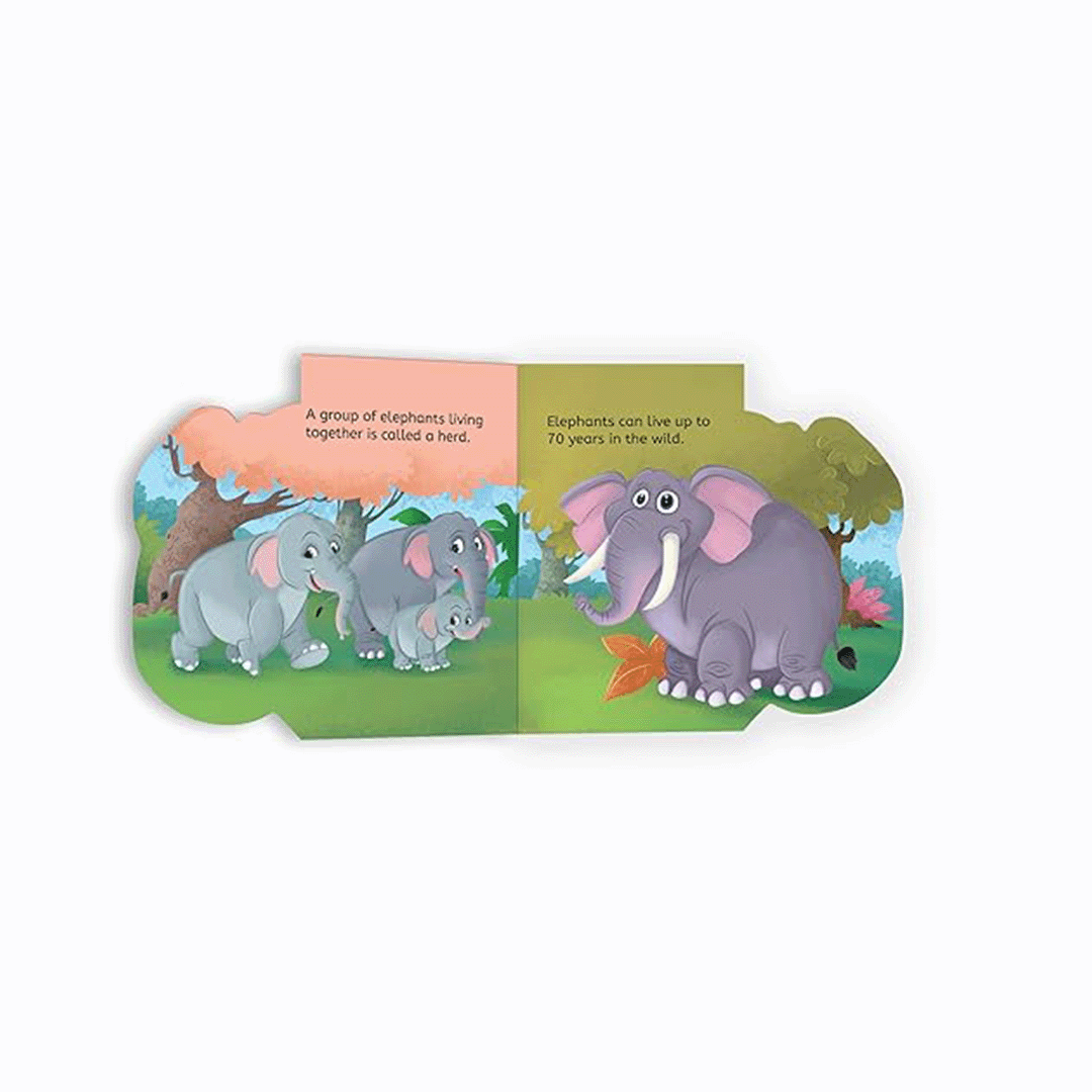 My First Shaped Board book - Elephant, Die-Cut Animals, Picture Book for Children