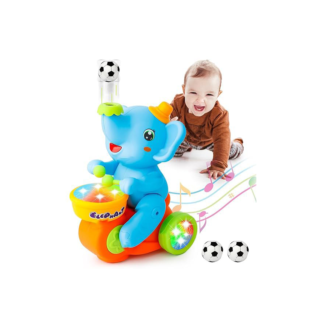 Baan Toys Elephant Musician Toy, With Levitation Ball on Nose Along with Dazzling Light Drum Sound Music and Elephant Sound for Baby Toys (3 years+) : Development Toys For Little Ones In India