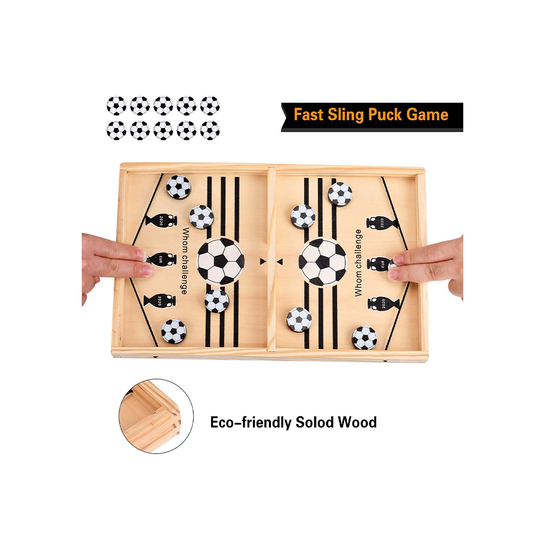 Baan Toys Fast Wooden Sling Puck Game, Portable Table Winner Board Games for Kids and Adults Indoor | Outdoor Game, Tabletop Slingshot Desktop Sport All Age Group for 3+ Years Kids Boys & Girls : Development Toys For Little Ones In India