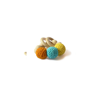 Shumee Wooden Crochet Teether and Rattle Ring Toy for Babies (0 Months+)