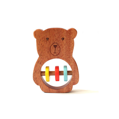 Shumee Bozo the Bear Wooden Rattle Toy for Babies (0 Months +)