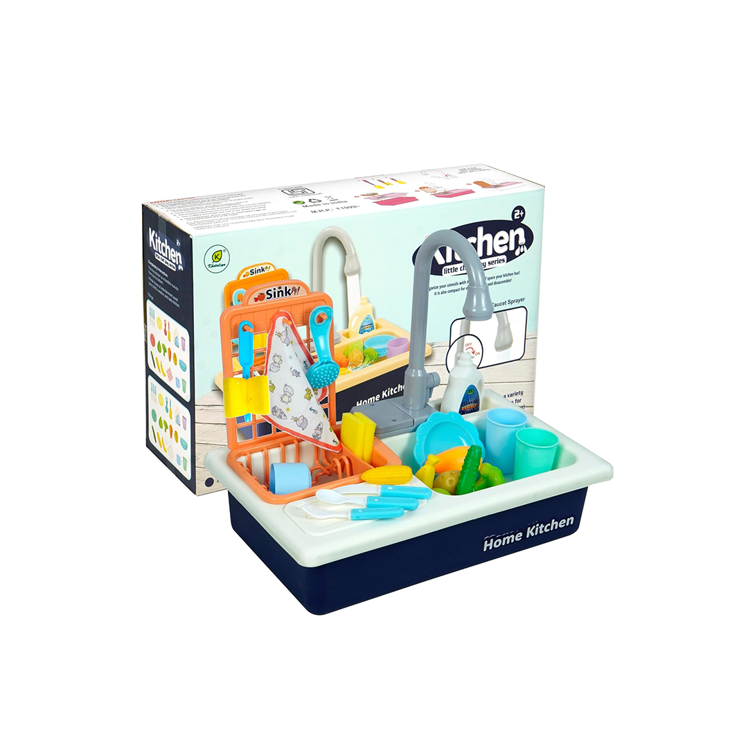 Baan Toys Kitchen Play Set With Automatic Water Cycle System Kitchen Play Sink Toys with Accessories - Blue (3 Years+) : Development Toys For Little Ones In India